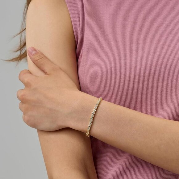 14K Gold Filled Tennis Bracelets for Women |2mm 2.5mm 3mmCubic Zirconia Bezel Go - Picture 8 of 9